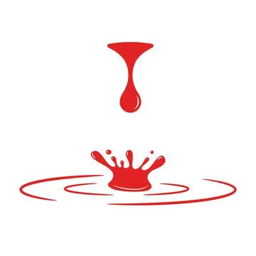 Blod drop falling with splash icon. Vector illustration. Stock Illustration