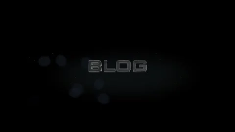 Blog 3D title metal text on black alpha channel background Stock Footage 256580520