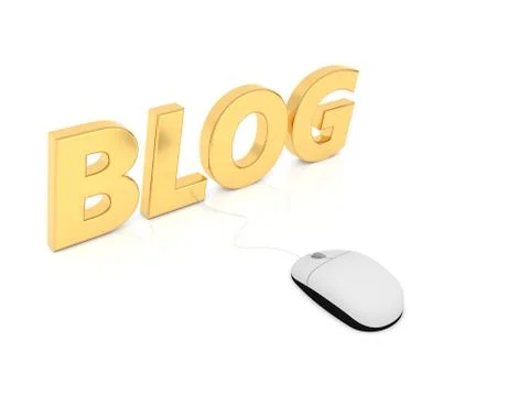 Blog and computer mouse on a white background.. Stock Illustration