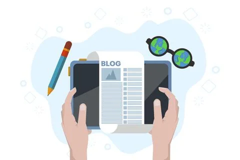 Blog article creation concept, content writer. freelance business and marketing. イラスト素材