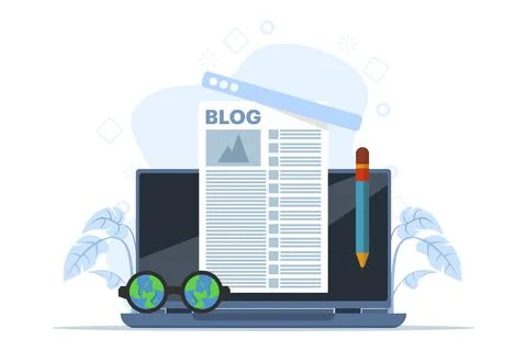 Blog article creation concept, content writer. freelance business and marketing. イラスト素材