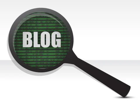 Blog binary magnifier concept illustration design over white Stock-Illustration