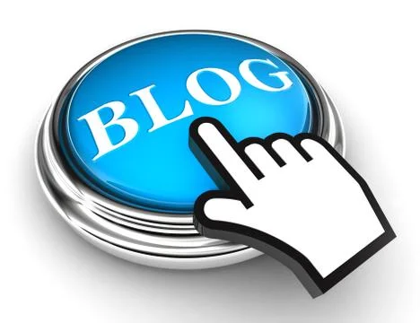 Blog blue button and pointer hand Stock Illustration