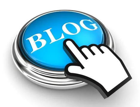 Blog blue button and pointer hand Illustrazione stock