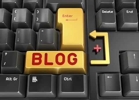 Blog button, This is a computer generated and 3d rendered picture Stock Illustration