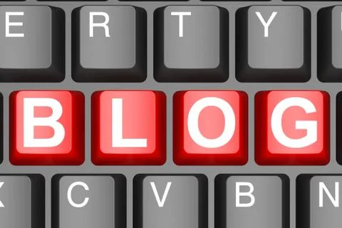 Blog button on modern computer keyboard Illustrazione stock