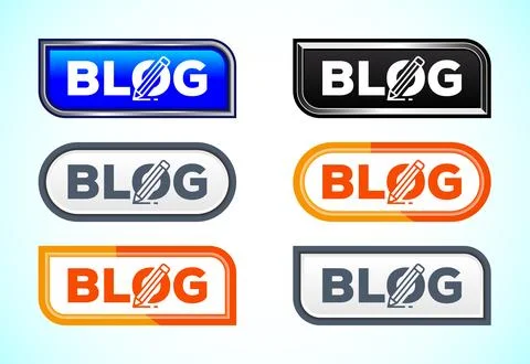 Blog button set of different shapes and colors. Suitable for mobile app, an.. Stock Illustration