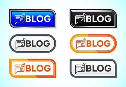 Blog button set of different shapes and colors. Suitable for mobile app, an.. Stock Illustration