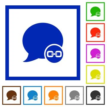 Blog comment attachment flat framed icons Stock Illustration