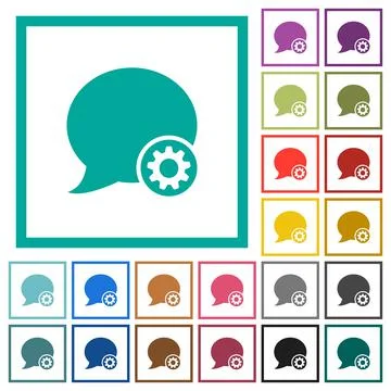Blog comment settings flat color icons with quadrant frames Stock Illustration