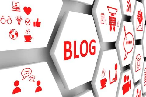 BLOG concept cell background 3d illustration Stock Illustration