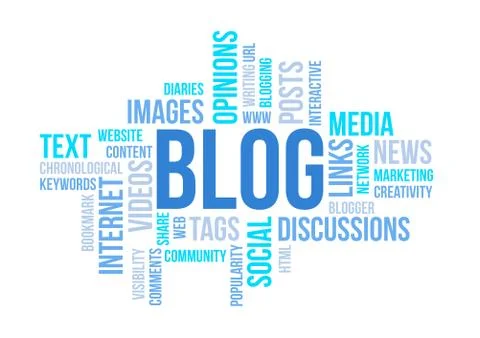 Blog concept cloud chart print document illustration. Stock Illustration