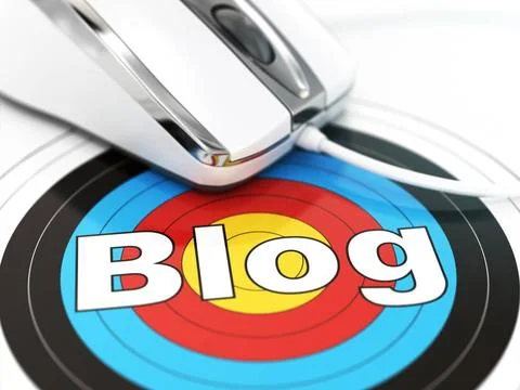 Blog concept. Mouse on the target with text. Blog concept. Mouse on the ta... Foto stock