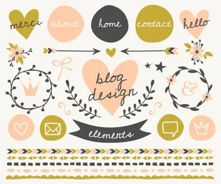 Blog Design Elements Collection Illustrazione stock