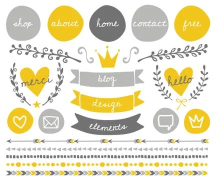 Blog Design Elements Collection Stock Illustration