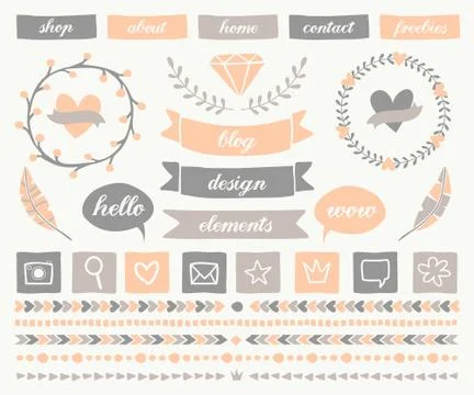 Blog Design Elements Collection Stock Illustration
