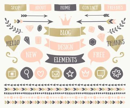 Blog Design Elements Collection Stock Illustration