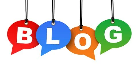 Blog hanging note concept 3d illustration Ilustração Stock