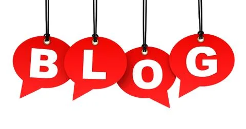 Blog hanging note concept 3d illustration Ilustração Stock