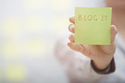 Blog it text on adhesive note Stock Photos