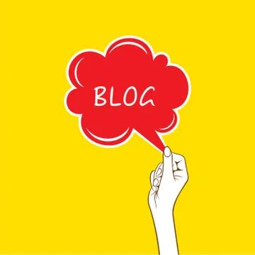 Blog message bubble hold in hand design vector Illustrazione stock