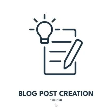 Blog Post Creation Icon. Blogging, Article, Content. Editable Stroke Stock Illustration