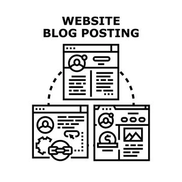 Blog posting website content creating and sharing process Stock Illustration