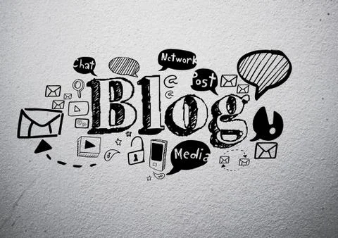 Blog text with drawings graphics Stockillustratie