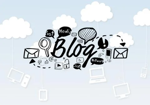 Blog text with drawings graphics Stockillustratie