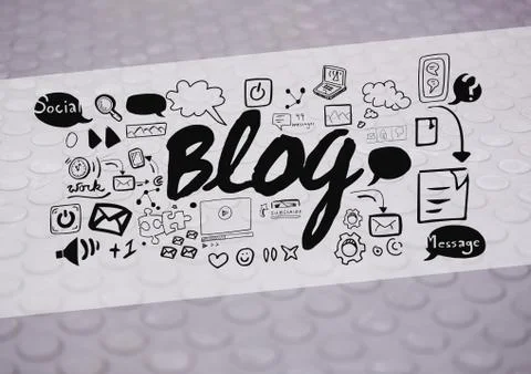 Blog text with drawings graphics Stockillustratie
