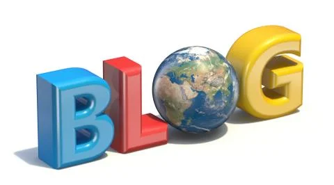BLOG text with globe Elements of this image furnished by NASA 3D Stock Illustration