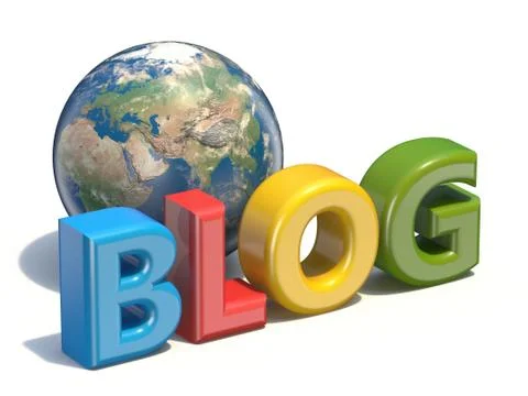 BLOG text with globe Elements of this image furnished by NASA 3D イラスト素材