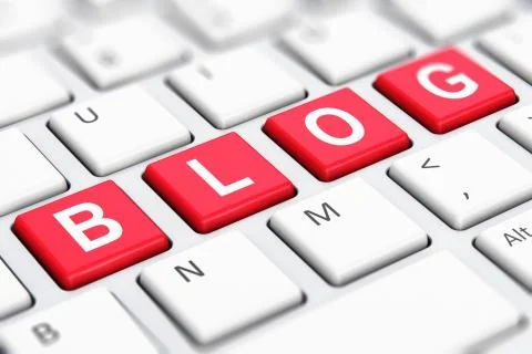 Blog text word on computer keyboard keys 库存插图