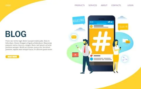 Blog vector website landing page design template Stock Illustration