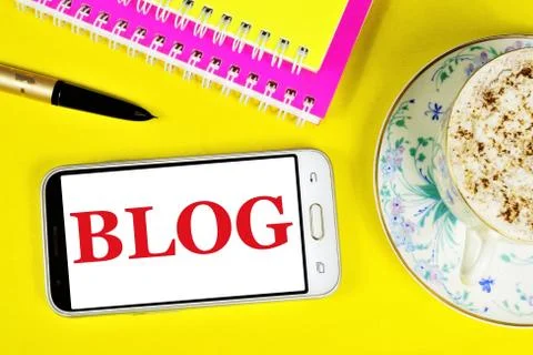 The blog. A widget for displaying text messages on the smartphone screen. Stock Photos