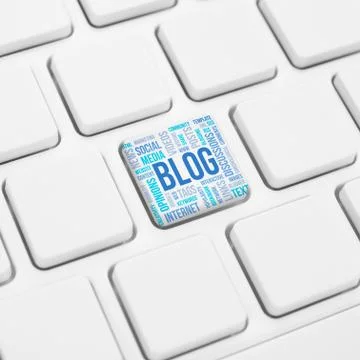 Blog word concept cloud in button or key on keyboard Stock Illustration