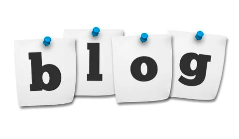 Blog word on paper post it Stock Illustration