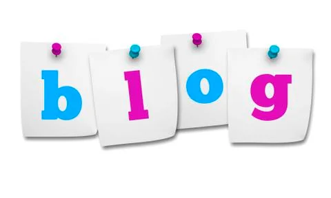 Blog word on post it Stock Illustration