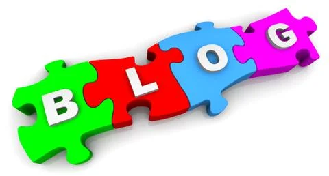 Blog word on puzzles 스톡 일러스트