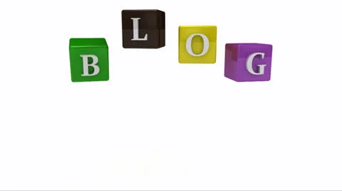 Blog writing on colored rotating cubes Stock Footage 22514276