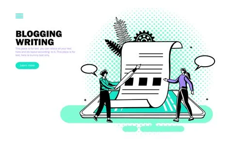 Blog writing on mobile vector Stock Illustration