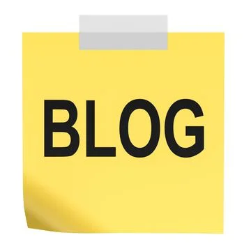 Blog, yellow sticky note. 3D rendering Stock Illustration
