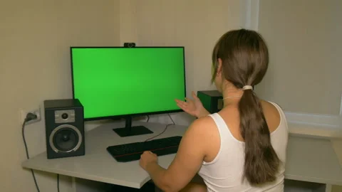 Blogger communicates with subscribers and viewers with webcam. Stock Footage 208010812