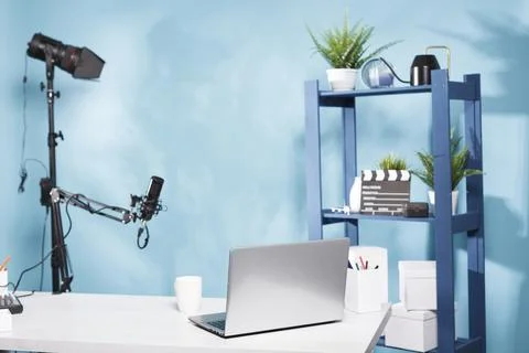 Blogger empty workplace in studio Stock Photos