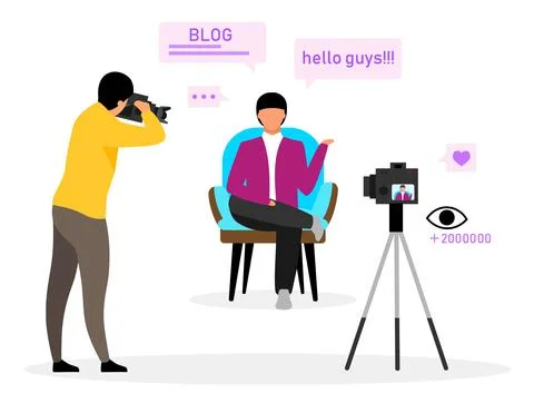 Blogger flat vector illustration Stock Illustration