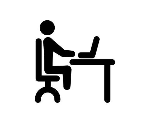 Blogger internet user. Office worker. Co working place. Flat icon for apps an Stock Illustration