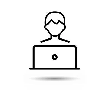 Blogger internet user. Office worker. Co working place. Flat icon for apps an Stock Illustration