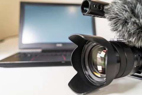 Blogger set on white table Stock Photos