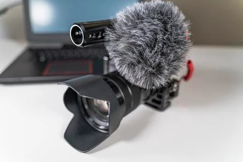 Blogger set on white table Stock Photos