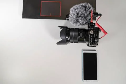 Blogger set on white table Stock Photos